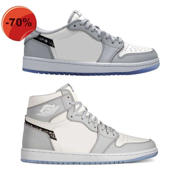 

2022 authentic 1 low high og outdoor shoes men wolf grey sail pn dust white 1s limited sneakers sports with box