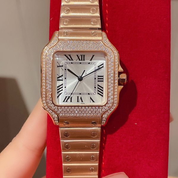 

santos watch designer diamond womens watchs 35mm quartz woman watch lady counter official replica wristwatch ladies senior gift 591, Slivery;brown