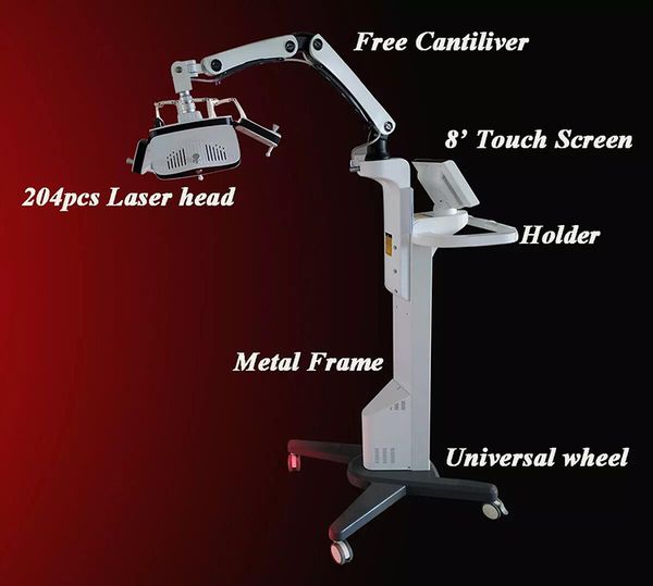 

professional led diode laser hair growth machine anti-hair removal treatment low level laser therapy device, Black
