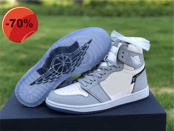 

2021 new authentic 1 high og outdoor shoes men women 1s wolf grey sail pn dust white with original box bag cn8607-002