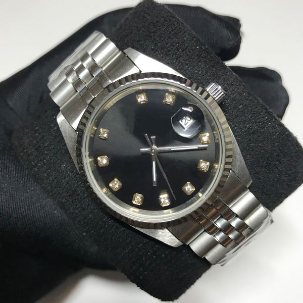 

18 types silver watches automatic luxury watch asia 2813 men women datejust 36mm sweeping watches black dial luminous needles a stainless st, Slivery;brown