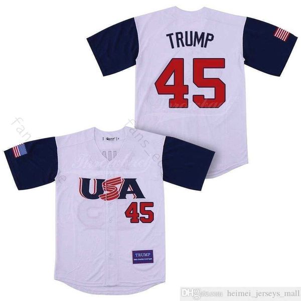 

mens #45 donald trump commemorative edition 100% stitched baseball jerseys donald trump white baseball jersey shirt size s-xxxl, Black