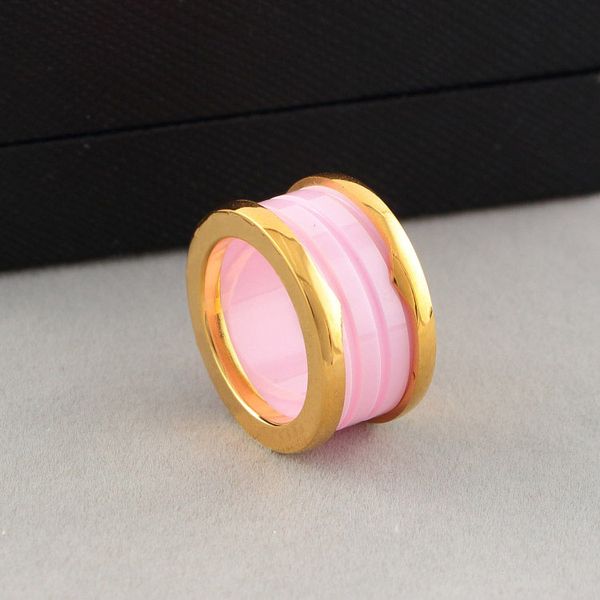 

quality spring ring designer design stainless steel pink ceramic rings men and women valentines day titanium steel jewelry gift, Silver
