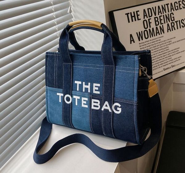 

shopping bags fashion totes large capacity autumn new alphabet women's shoulder bag embroidery jean tote bags handbags