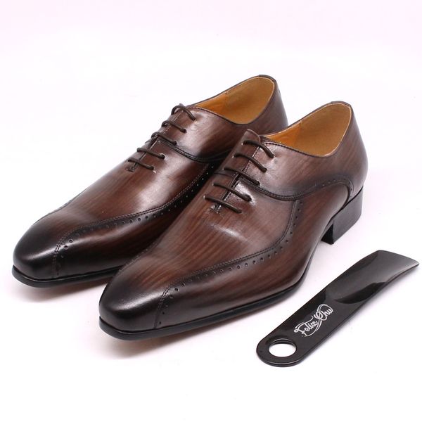 

size 38-47 mens formal shoes leather luxury party wedding male shoes lace up pointed oxford business for men, Black