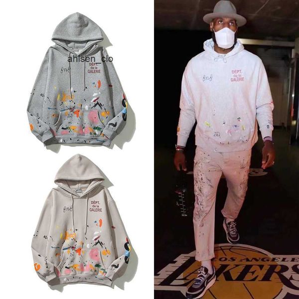 

trendy designer gallerydept hoodies graffiti splash print men women fashion casual couple jacket, Black