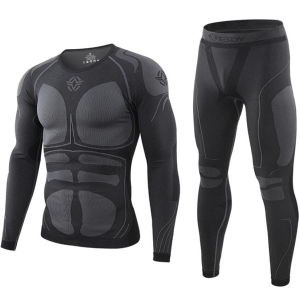 

mens thermal underwear seamless tight tactical men outdoor sports function breathable training cycling thermo long johns 221021, Black;white