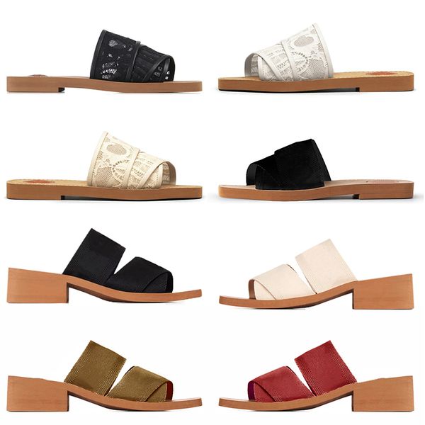 

women slippers designer fashion platform slides shoes womens ladies luxury mules fur canvas straw casual sandals beach slipper triple black