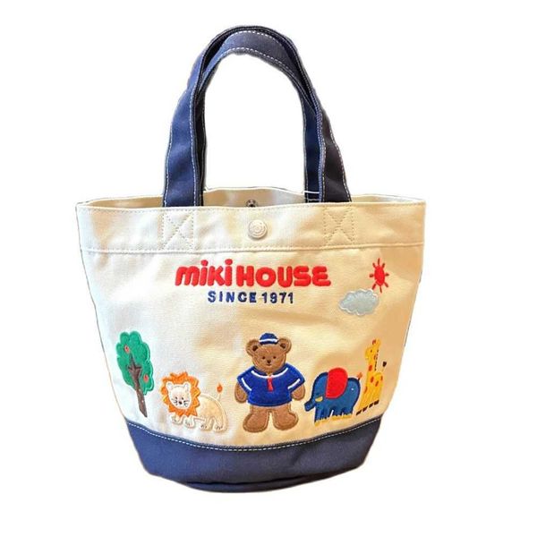 

diaper bags 2022 new canvas cartoon embroidery animals alphabet handbag lunch mummy bag diaper nappy for babies stroller bag korea style t22