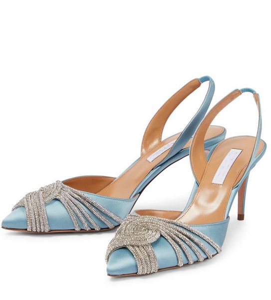 

luxury gatsby sling sandals shoes women crystal-embellished strappy twisted lady pointed toe pumps party wedding dress gladiator sandalias e, Black