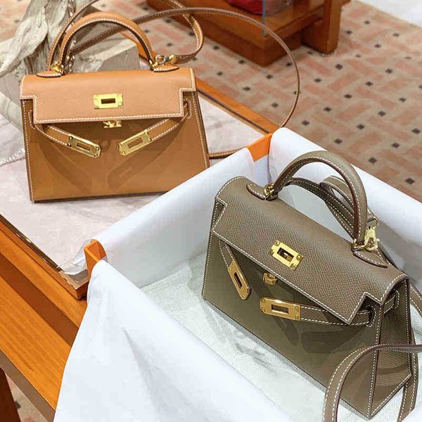 

original edition logo herme bag kely designer bags crossbody fashion mini 2022 women's real leather portable palm print cowhide second