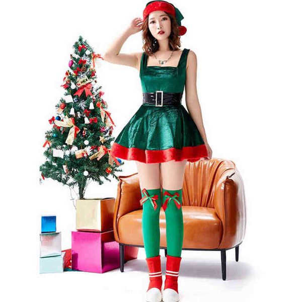 

stage wear women christmas come green christmas dress santa claus cosplay comes uniform new year party xmas fancy dress t220901, Black;red