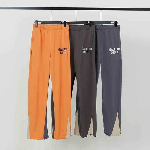 

hip hop galleryes designer pants dept version street high splash double panel men's and women's solid color micro flaredf3yb, Black