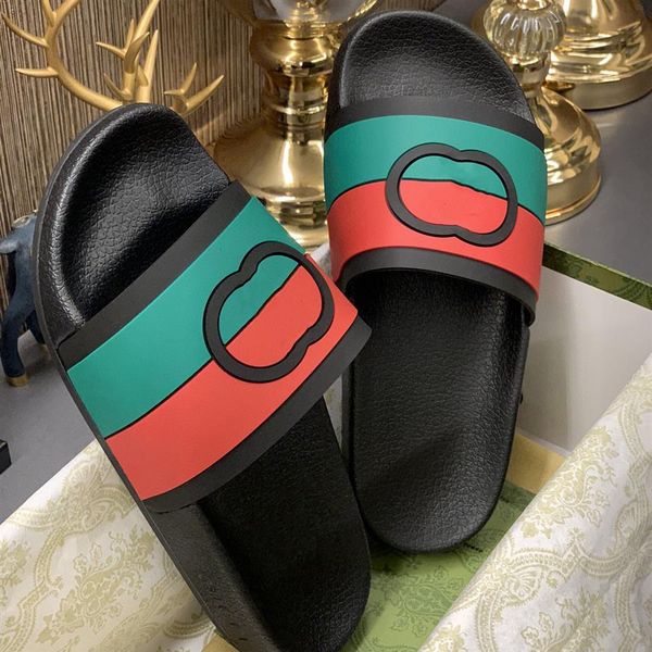 

2021 men women flat sandals designer slides slippers printed animal flip flops striped non-slip slipper fashion beach296c, Black
