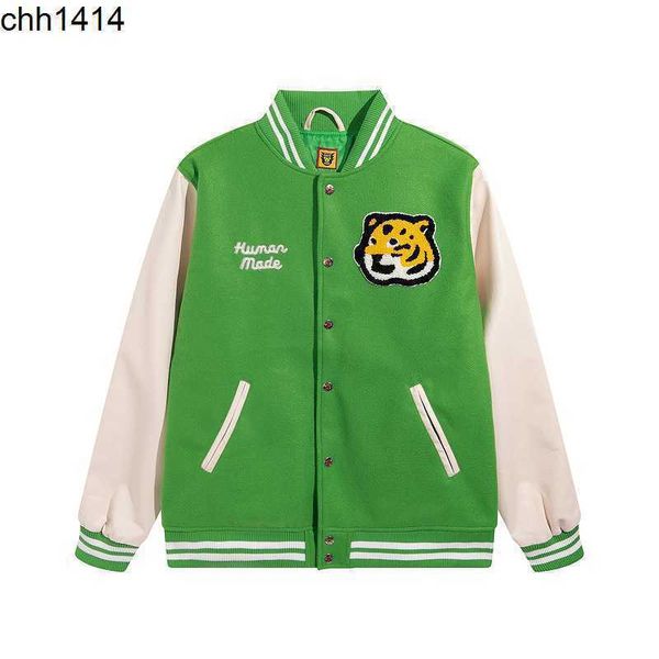 

the correct version of tiger head leather sleeve splicing baseball jacket for men and women's autumn new couple american baseball jacke, Black;brown