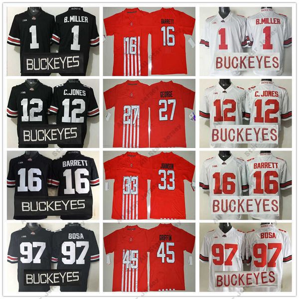 

ncaa ohio state buckeyes college football jersey braxton miller cardale jones ezekiel elliott j.t barrett joey bosa pete johnson eddie, Black