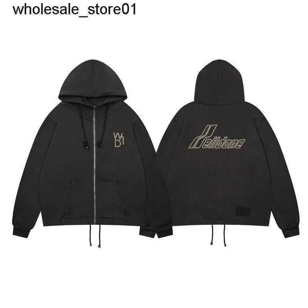 

men's hoodies designer sweatshirts we11done winter new logo loose zipper sweater coat fashion hoodie, Black