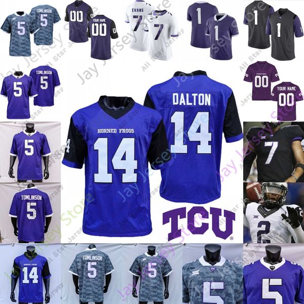 

football jerseys tcu horned frogs football jersey ncaa college andy dalton ladainian tomlinson max duggan kendre miller jamoi hodge brown hu, Black;red