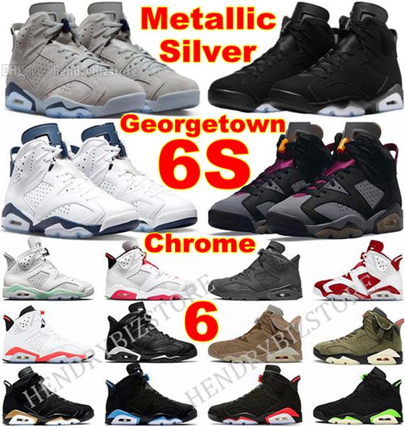 

6s chrome basketball shoes metallic silver georgetown mens red oreo gatorade mint foam electric green fierce sneakers washed denim midnight