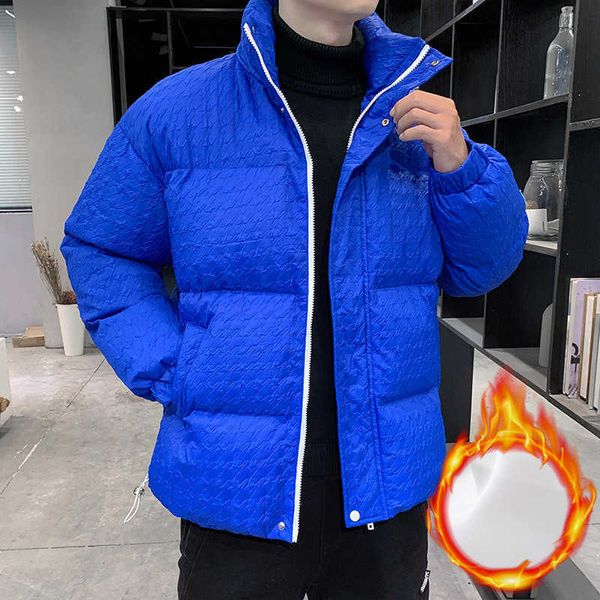 

2022 winter new warm cotton padded jacket men's coat hooded plush thick down, Black