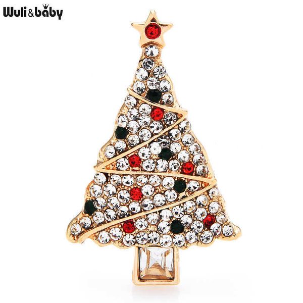 

pins brooches wuli baby sparkling rhinone christmas tree for women men new year brooch pin jewelry gifts l221024, Gray