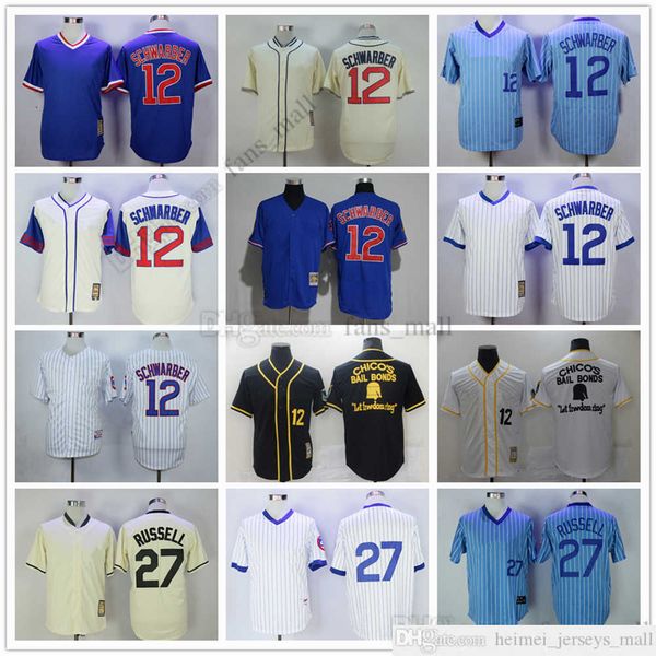 

movie mitchell and ness baseball jersey vintage 12 kyle schwarber jersey 27 addison russell stitched breathable sport sale man, Black