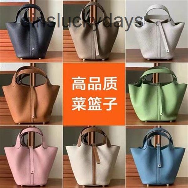 

herme vegetable basket bag leather 2022 new bucket large capacity hand-operated bride cow leather portable mother aitv