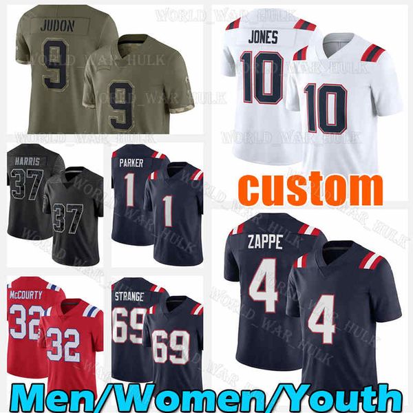 

4 bailey zappe jersey mac jack jones football cole strange rhamondre stevenson matthew judon matt slater kyle dugger randy moss new englands, Black;red