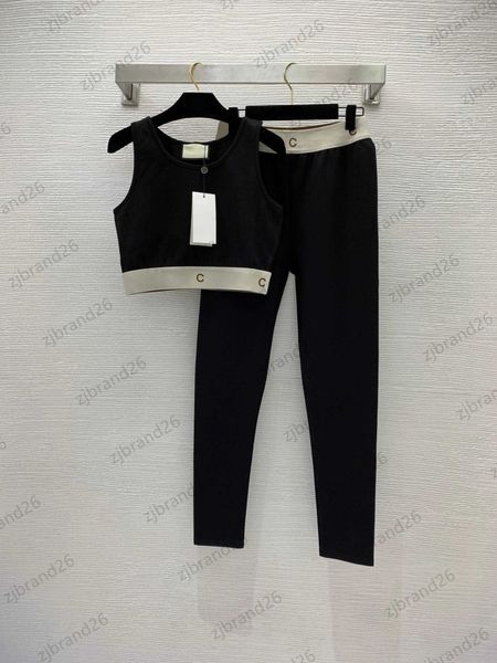 

womens two piece pants stretch slim tracksuit patchwork letter webbing sleeveless short vest soft close-fitting yoga trousers women clothin, White