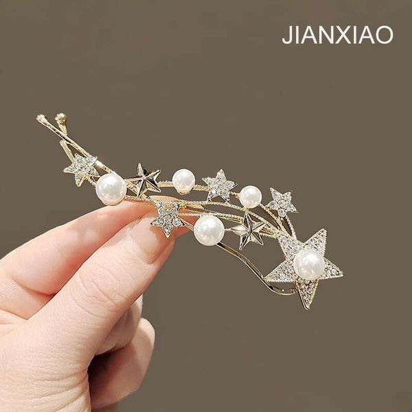 

barrettes clips romantic star pearl one word buckle side back clip headwear creative bangs hairpin, Golden;silver