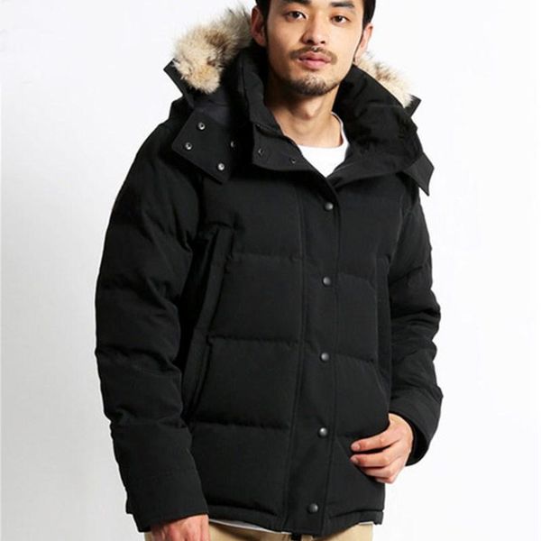 

winter fourrure gosse downs parka homme jassen chaquetas outerwear big fur hooded manteau down jacket coat hiver doudoune coat, Black