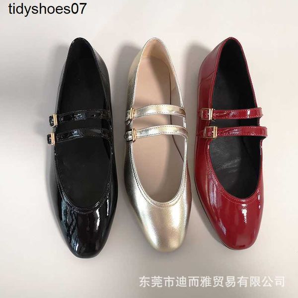 

genuine 2022 new leather flat shoes mary jane women's shoes the row small style double strap single shoes french elegance d0xn u5it hz1, Black