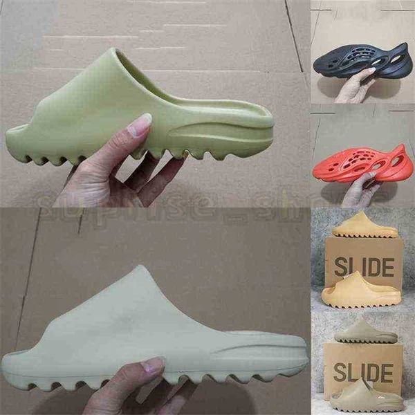 

kanyes runner slipper sandal foam slides fashion pantoufle bone sand black resin men women designers flip flops slipper luxurys loafers 21ss