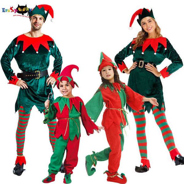 

stage wear eraspooky deluxe christmas elf come for kids santa claus cosplay family matching fancy dress xmas new year party outfit t220901, Black;red