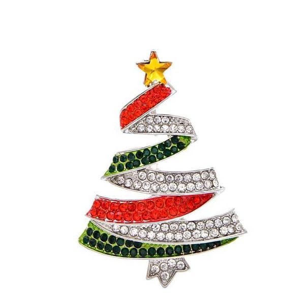 

pins brooches c xiang red and green rhinone christmas tree brooch winter design fival party accessories l221024, Gray