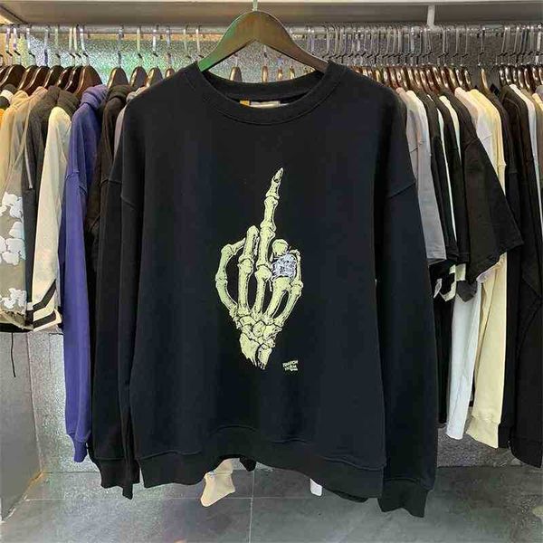 

designer 2022 fashion men's hoodies cotton sweater american fashion galleryt deptss bronzed letter skull hand bone print men's and, Black