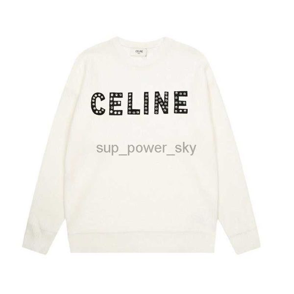 

celins designer womens sweaters autumn winter new letter willow nail mens women round neck long sleeve pullover sweater, White;black