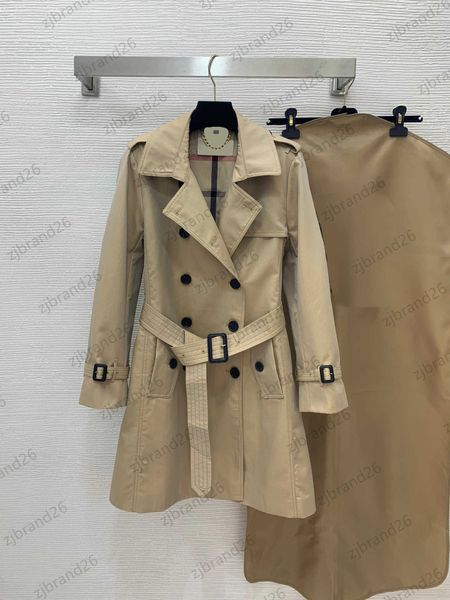

trench coat designer womens retro double-breasted design slim lace-up coats lapel epaulettes decorated windbreak medium style outerwear wome, Tan;black