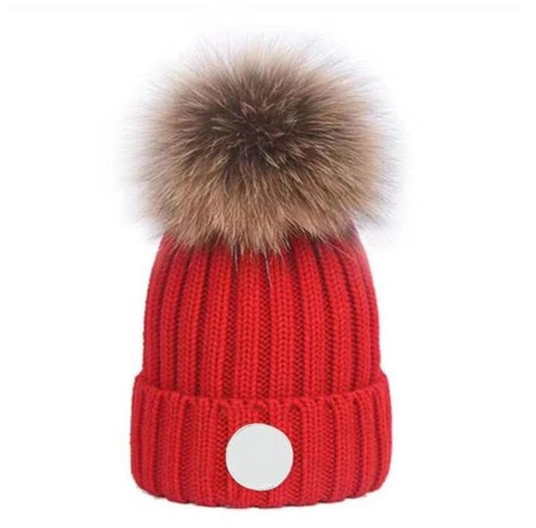 

2023 new designer winter knitted beanie woolen hat women chunky knit thick warm faux fur beanies hats female bonnet beanie caps 8 colors -0, Blue;gray