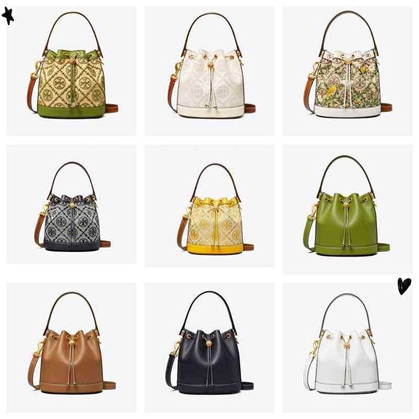 

handbag t0ryburchs 2022 tb women's bag old flower bucket bag light luxury leather one shoulder messenger letter printed canvas