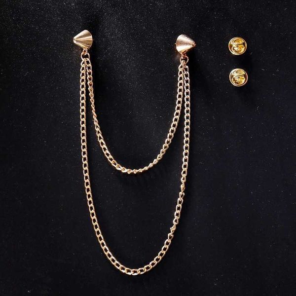 

pins brooches new vintage spiked brooch gold tassel chain shirt collar needle lel pin women jewelry gifts for men accessories l221024, Gray