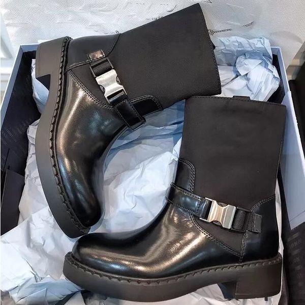 

winter luxury monolith brushed leather ankle boots men re-nylon booties recycled enameled metal triangle monobloc sole comfort walking black