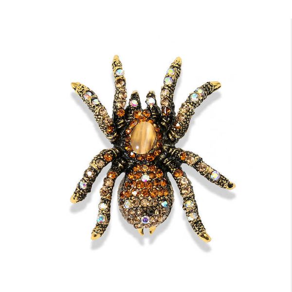 

pins brooches ylinda antique cat's eye spider brooch fashion jewelry inset and for man women girl decorate cloes scarf l221024, Gray