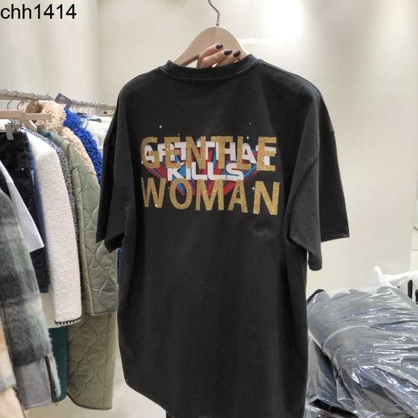 

american fashion brand ins vtg tee galleryes dept distressed reverse design letter print short sleeve high street loose t-shirt, White;black