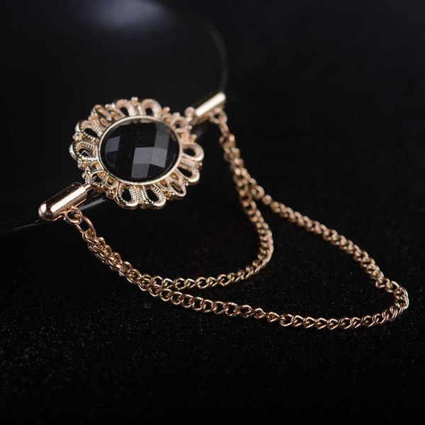 

pins brooches i-remiel new vintage tassel crystal oval collar brooch wi chain pin bule for women men lel suit shirt cloing accessories l2210, Gray