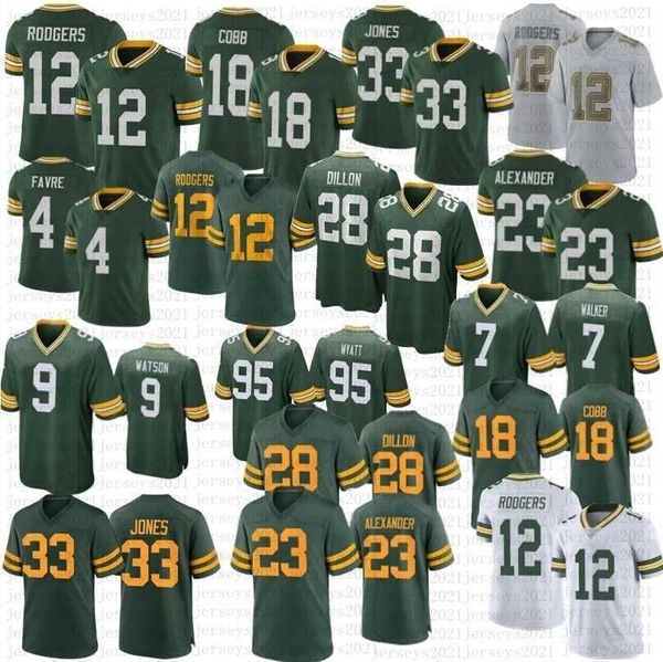 

jersey men women youth aaron rodgers jones packer football shirt ''nfl''jerseys christian watson a.j. dillon devonte wya, Black