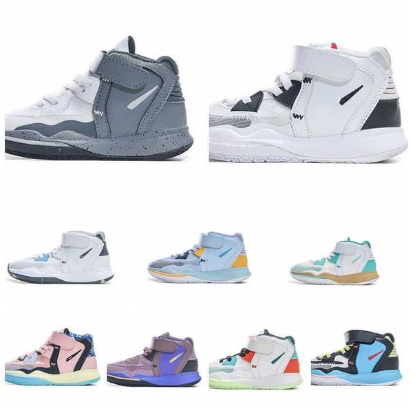 

p8 basketball 2022 shoes kyrie infinity white cement gs dd0335-108 gray white backboard little kids sneakers sports shoes us size 9c-3y eub, Black