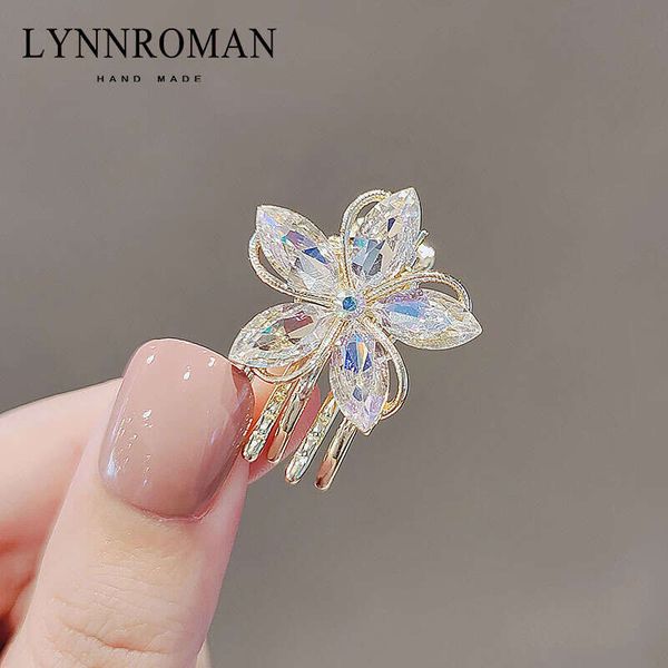 

barrettes clips clip headwear south korea elegant imitation crystal flower hair hairpin girl, Golden;silver