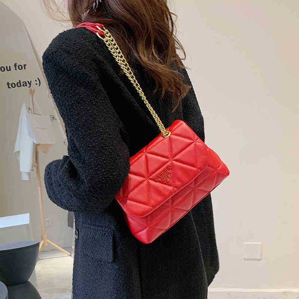 

handbag chain women's korean version solid color soft leather rhombic lattice embroidered thread messenger single shouldermbu0 factory
