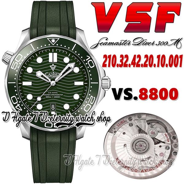 

2022 diver 300m mens watch sv210.32.42.20.10.001 vsf8800 automatic mechanical ceramics bezel green texture dial steel case rubber strap supe, Slivery;brown